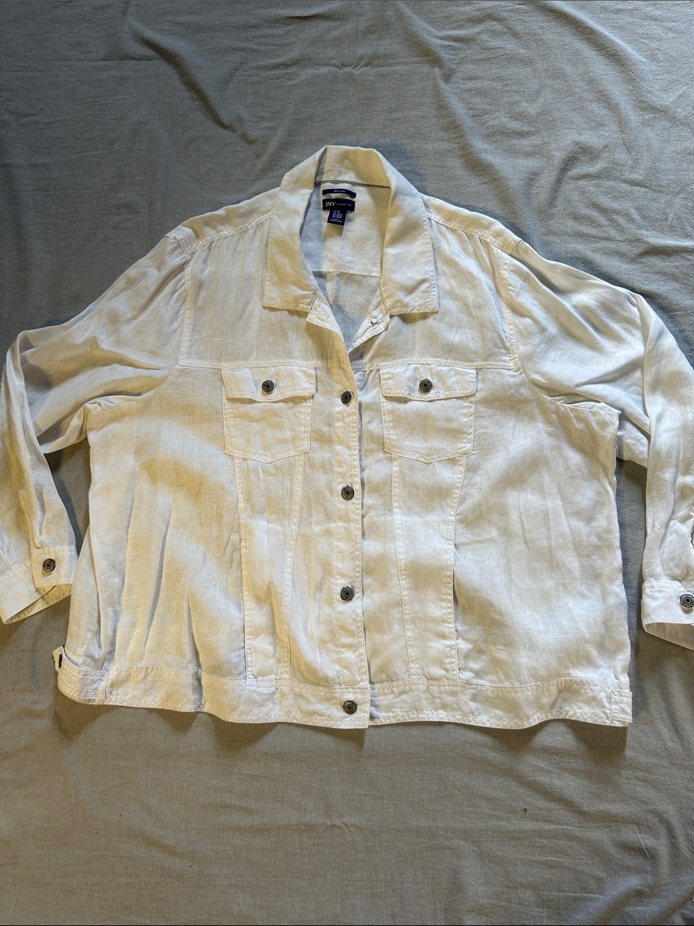 JNY Jones New York 100% White Linen Jacket